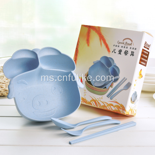 4-Pieces Piggy Shape Bamboo Fiber Childware Tableware